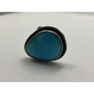 Vintage Native American 925 Sterling Turquoise Ring Size 8 Genuine Signed